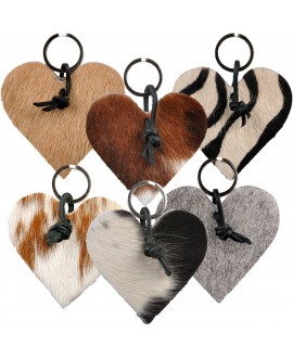 Cowhide Keychains - Heart...